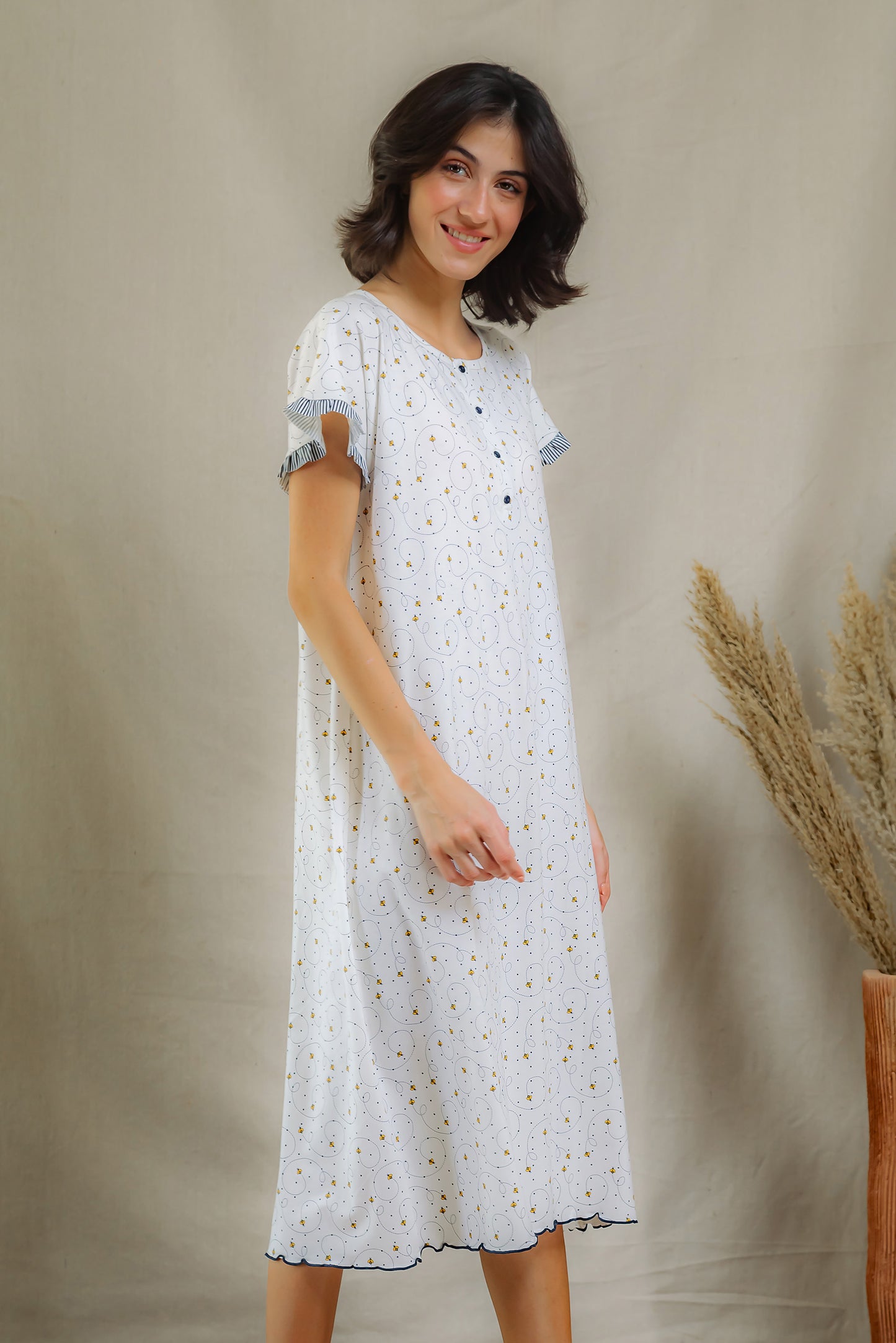 Bee Calm Buttoned Nightshirt