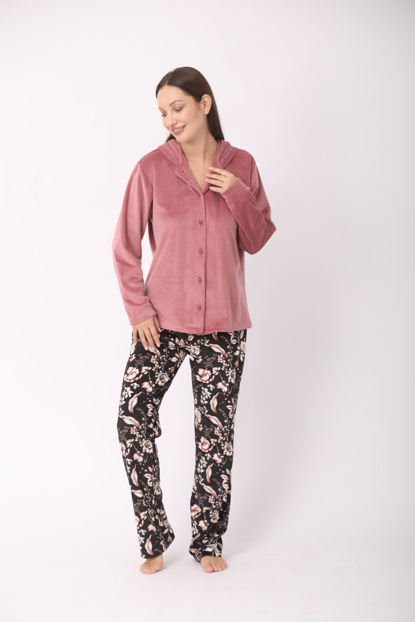 Blush Top and Floral Pants Pajamas