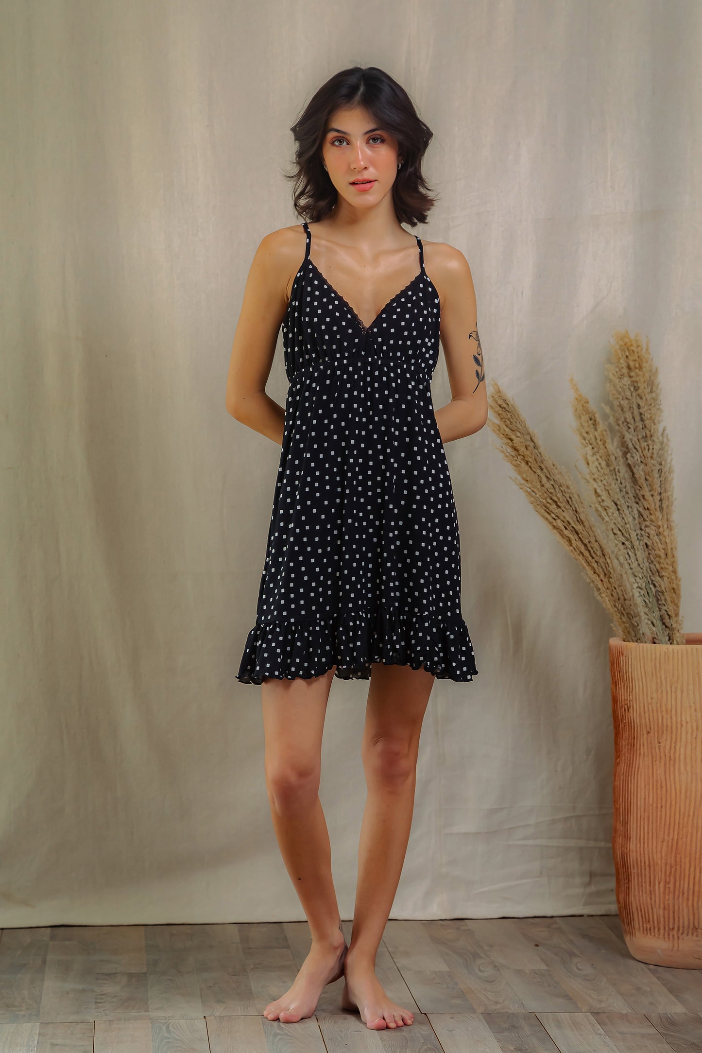 Polka Dot Ruffle Nightdress