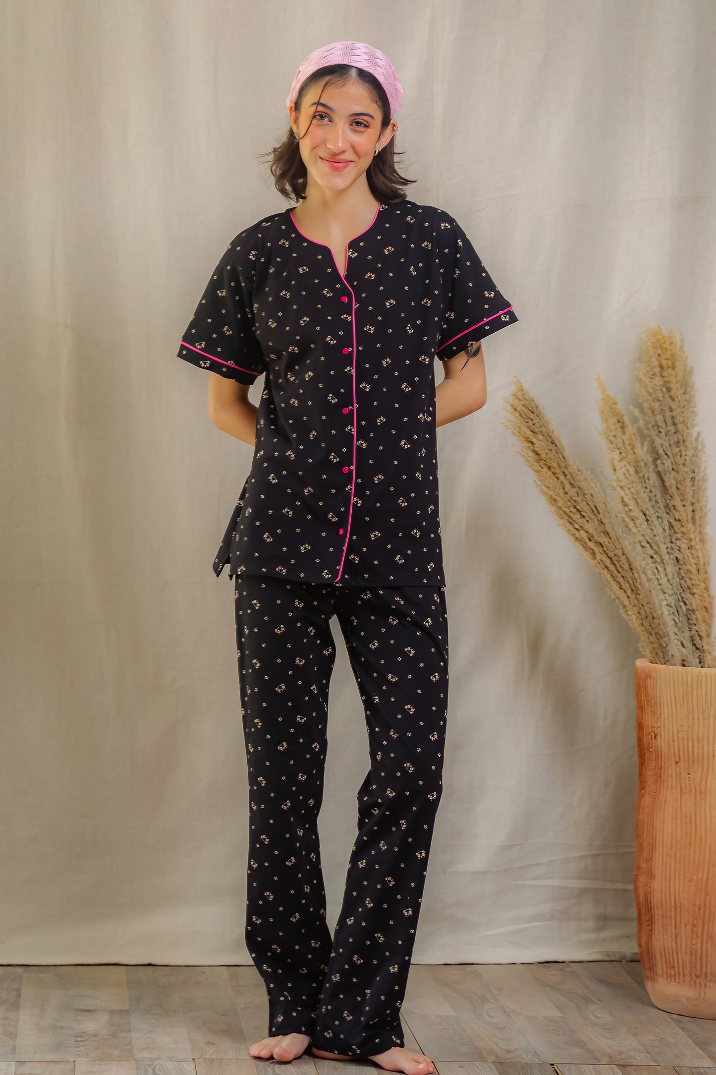 Black Panda Pajama