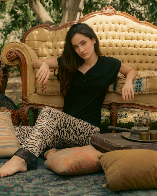 Tiger Print Full-length Pants Pajama