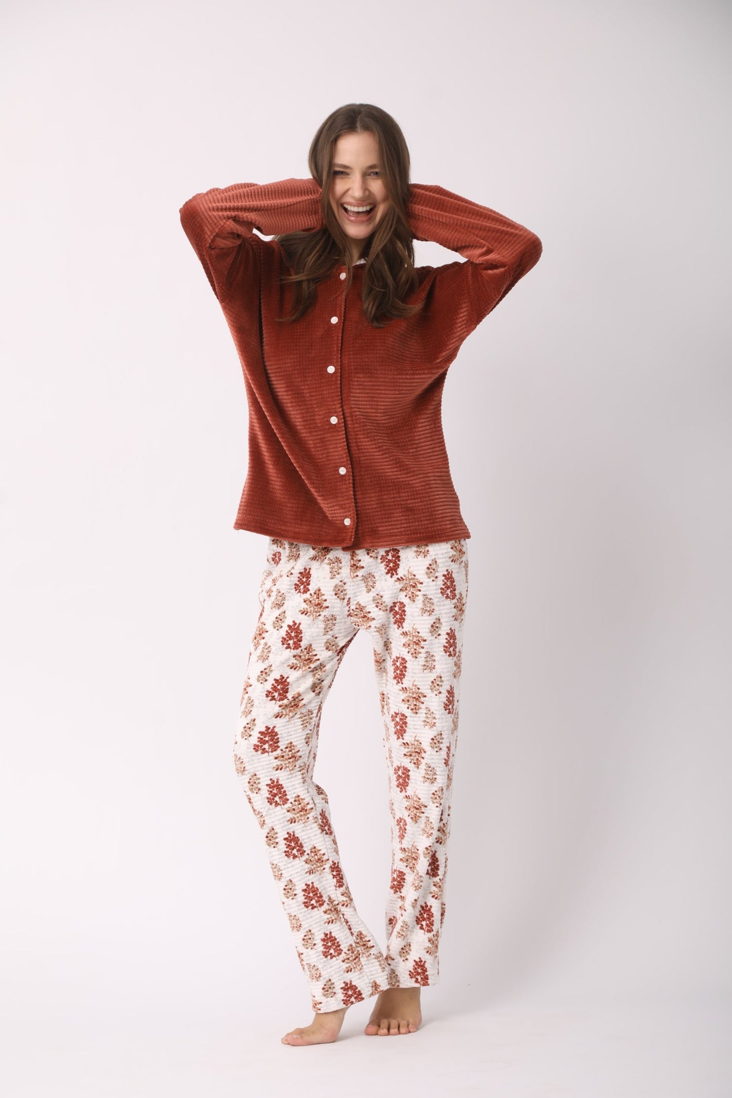 Hooded Floral Print Pants with Solid Top