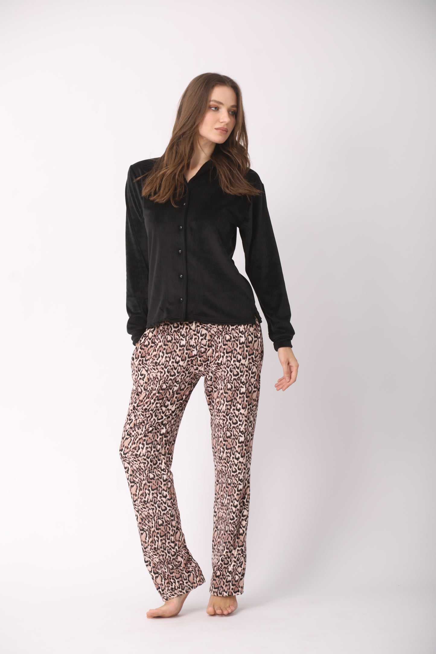 Cheetah Print Pants with Solid Black Top