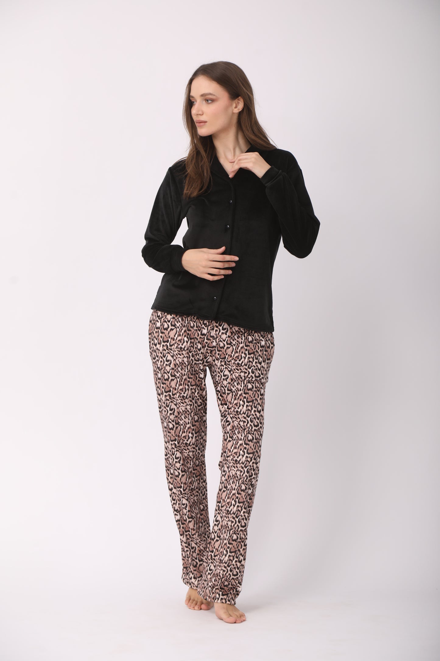 Cheetah Print Pants with Solid Black Top